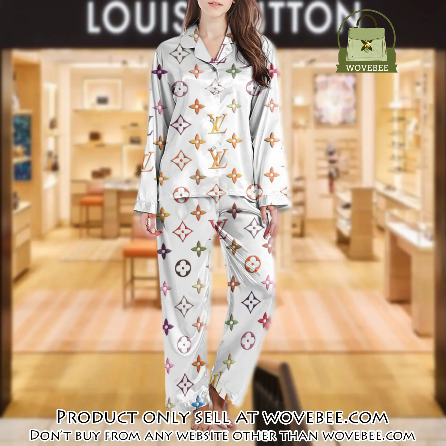 Lv monogram long satin pajama set pjs1002 wvb1351797